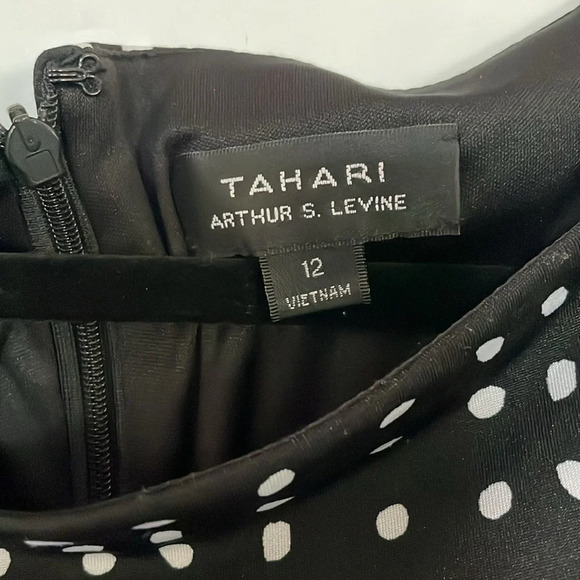 Tahari Black and White Polka Dot Dress Size 12 NWT - Picture 3 of 8